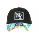 Casquette Trucker NY Bleue et Noire Tropicale Filet Baseball Hawaii CASQUETTES Hip Hop Honour