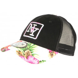 Casquette Trucker NY Rose et Noire Tropicale Filet Baseball Hawaii ANCIENNES COLLECTIONS divers