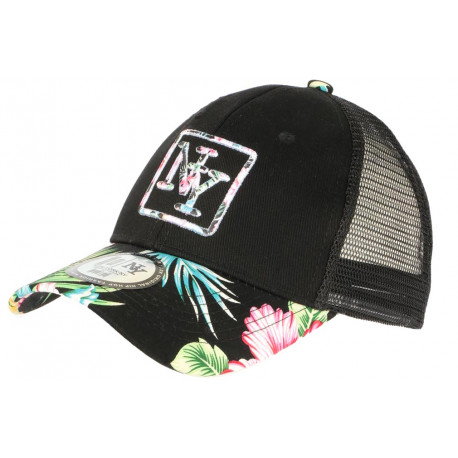 Casquette Trucker NY Noire Design Tropical Filet Baseball Hawaii ANCIENNES COLLECTIONS divers