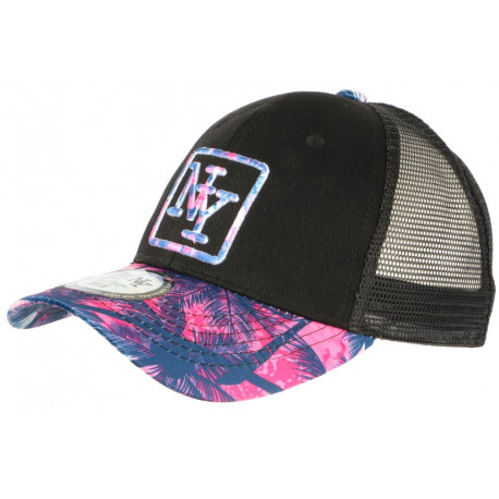 Casquette Trucker NY bleue et Rose Design Tropical Filet Baseball Hawaii ANCIENNES COLLECTIONS divers