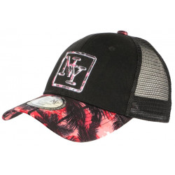 Casquette Enfant Rouge et Noire Tropicale Filet Trucker NY Baseball Hawaii 7 a 12 ans Casquette Enfant Hip Hop Honour