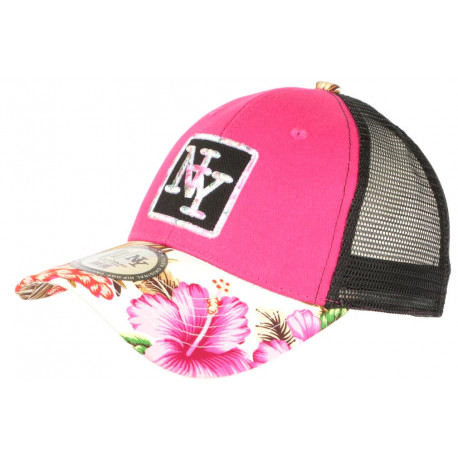 Casquette Enfant Rose et Blanche Florale Filet Trucker NY Baseball Hawaii 7 a 12 ans ANCIENNES COLLECTIONS divers
