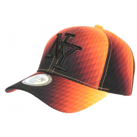 Casquette NY Orange et Noire Design Seventies Original Baseball Heptys CASQUETTES Hip Hop Honour