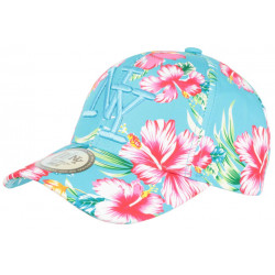 Casquette Enfant Bleu Azur Fleurs tropicales NY Baseball Hawai de 7 a 12 ans ANCIENNES COLLECTIONS divers