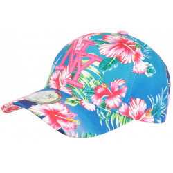 Casquette Enfant Rose et Bleue Fleurs tropicales NY Baseball Hawai de 7 a 12 ans ANCIENNES COLLECTIONS divers