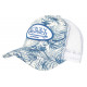 Casquette Von Dutch Blanche et Bleue Design tropical Classe Trucker Baseball Flo CASQUETTES VON DUTCH