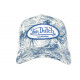 Casquette Von Dutch Blanche et Bleue Design tropical Classe Trucker Baseball Flo CASQUETTES VON DUTCH