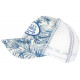 Casquette Von Dutch Blanche et Bleue Design tropical Classe Trucker Baseball Flo CASQUETTES VON DUTCH