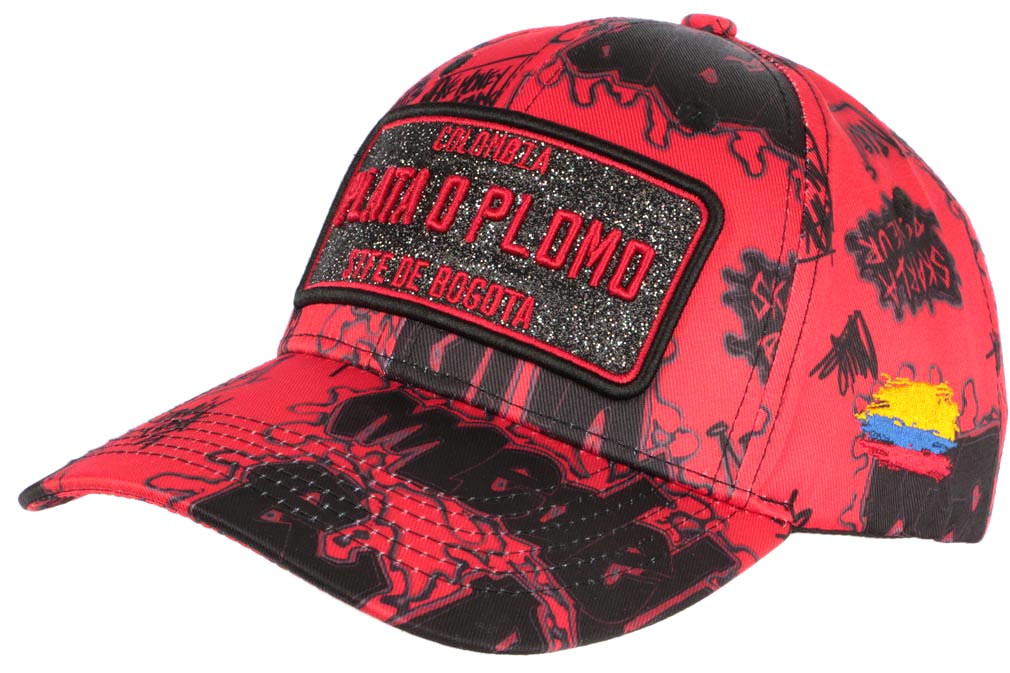 Casquette 'Plata O Plomo' Rouge Avec Strass - Streetwear, Taille Unique, Neuf Avec étiquettes