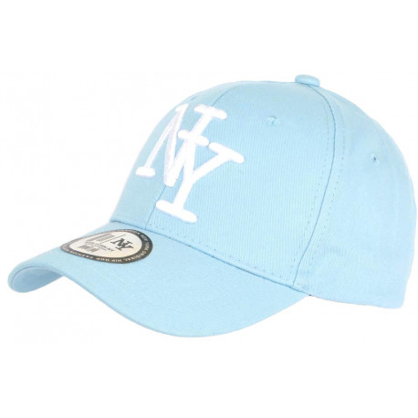 Casquette NY Bleu Clair et Blanche Classe Visiere Baseball Stazky CASQUETTES Hip Hop Honour