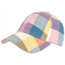 Casquette Baseball Rose Carreaux Bleus et Jaune Retro en Coton Sulyk CASQUETTES Léon montane