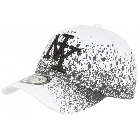 Casquette NY Blanche et Noire Impression Tags Streetwear Baseball Wava ANCIENNES COLLECTIONS divers