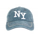 Casquette NY Bleu Vintage en Coton Denim Surpiqures Baseball Retro Broyd ANCIENNES COLLECTIONS divers