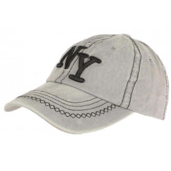 Casquette NY Gris Vintage en Coton Denim Surpiqures Baseball Retro Broyd CASQUETTES Léon montane