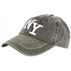 Casquette NY Gris Fonce Retro Coton Denim Surpiqures Baseball Vintage Broyd CASQUETTES Léon montane