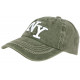 Casquette NY Verte Retro Coton Denim Surpiqures Baseball Vintage Broyd ANCIENNES COLLECTIONS divers