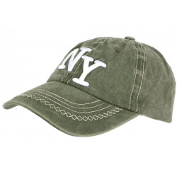 Casquette NY Verte Retro Coton Denim Surpiqures Baseball Vintage Broyd ANCIENNES COLLECTIONS divers