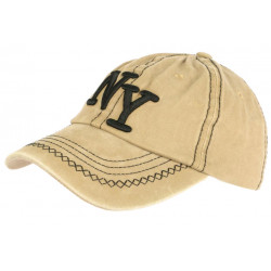 Casquette NY Marron Beige Retro Coton Denim Baseball Vintage Broyd CASQUETTES Léon montane