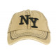 Casquette NY Marron Beige Retro Coton Denim Baseball Vintage Broyd CASQUETTES Léon montane