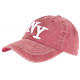 Casquette NY Rouge Retro Coton Denim Surpiqures Baseball Vintage Broyd ANCIENNES COLLECTIONS divers