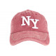 Casquette NY Rouge Retro Coton Denim Surpiqures Baseball Vintage Broyd ANCIENNES COLLECTIONS divers