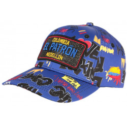 Casquette El Patron Bleue et Rouge Medellin Rey Streetwear Baseball Colombia CASQUETTES SKR