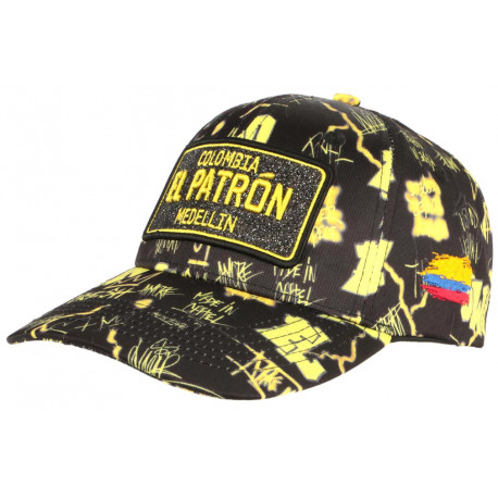 Casquette El Patron Jaune et Noire Medellin Fashion Streetwear Baseball Colombia CASQUETTES SKR