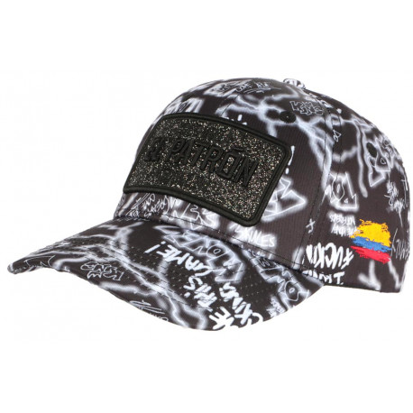 Casquette El Patron Noire et Grise Strass Streetwear Colombia Medellin Baseball CASQUETTES SKR