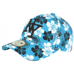 Casquette Enfant Bleue Fleurs Blanches NY Baseball Phuket de 7 a 12 ans ANCIENNES COLLECTIONS divers