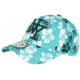 Casquette Enfant Turquoise Fleurs Blanches NY Baseball Phuket de 7 a 12 ans ANCIENNES COLLECTIONS divers