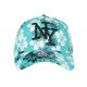 Casquette Enfant Turquoise Fleurs Blanches NY Baseball Phuket de 7 a 12 ans ANCIENNES COLLECTIONS divers