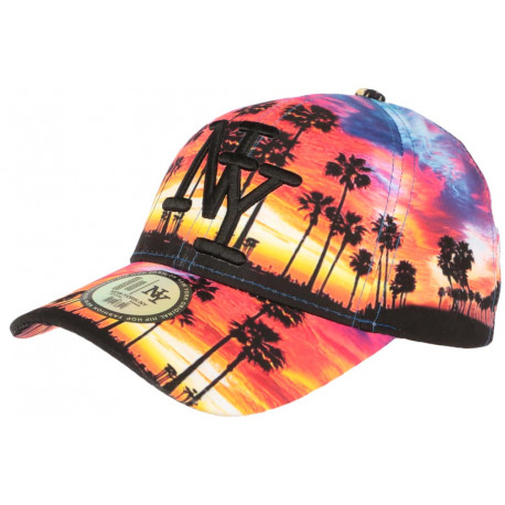 Casquette Enfant Orange et Bleu Palmiers Fashion Baseball NY Sunset 7 a 12 ans ANCIENNES COLLECTIONS divers