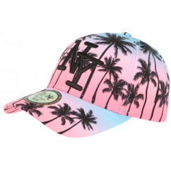 Casquette Enfant Rose et Bleue Print Palmiers Fashion Baseball NY Sunset 7 a 12 ans Casquette Enfant Hip Hop Honour