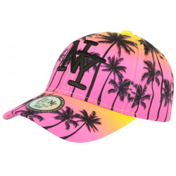 Casquette Enfant Rose et Jaune Design Tropical Baseball NY Sunset 7 a 12 ans Casquette Enfant Hip Hop Honour