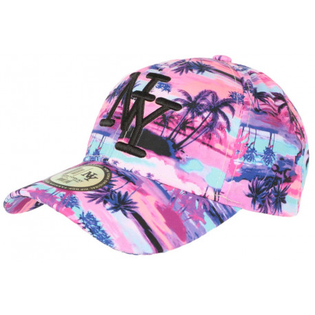 Casquette Enfant Violette et Bleue Tropical Day NY Baseball de 7 a 12 ans ANCIENNES COLLECTIONS divers