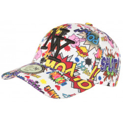 Casquette Enfant Blanche et Violette Streetwear NY Baseball Crack de 7 a 11 ans Casquette Enfant Hip Hop Honour