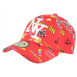 Casquette NY Rouge et Jaune Fashion Streetwear Baseball Crown CASQUETTES Hip Hop Honour