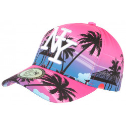 Casquette NY Rose et Bleue Tropicale Palmiers Paradise Baseball ANCIENNES COLLECTIONS divers