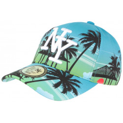 Casquette NY Bleue et Verte Tropicale Palmiers Paradise Baseball ANCIENNES COLLECTIONS divers