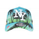 Casquette NY Bleue et Verte Tropicale Palmiers Paradise Baseball ANCIENNES COLLECTIONS divers