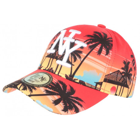 Casquette NY Orange Tropicale Design Palmiers Paradise Baseball ANCIENNES COLLECTIONS divers