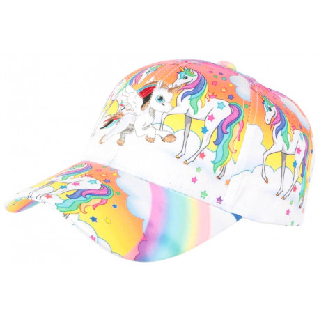 Casquette Enfant Licorne Blanche et Orange Print Fashion Baseball Elfy Casquette Enfant Hip Hop Honour