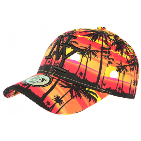 Casquette Enfant Orange et Noire Design Palmiers Baseball NY Sunset 7 a 12 ans ANCIENNES COLLECTIONS divers