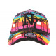 Casquette NY Orange et Bleue Tropical Palmiers Sunrise Baseball ANCIENNES COLLECTIONS divers