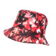 Chapeau Bob NY Rouge et Noir Tropical Palmier Hawai ANCIENNES COLLECTIONS divers