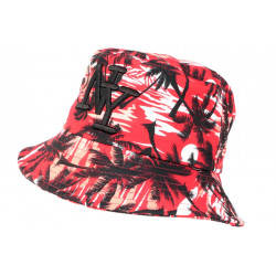 Chapeau Bob NY Rouge et Noir Tropical Palmier Hawai ANCIENNES COLLECTIONS divers