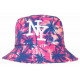 Chapeau Bob NY Rose et Bleu Tropical Print Palmier Hawai BOB Hip Hop Honour