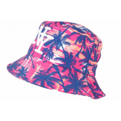 Chapeau Bob NY Rose et Bleu Tropical Print Palmier Hawai BOB Hip Hop Honour