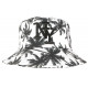Chapeau Bob NY Blanc et Noir Tropical Design Palmier Hawai BOB Hip Hop Honour