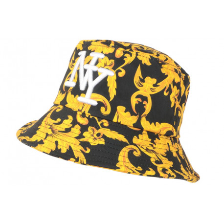 Chapeau Bob NY Jaune et Noire Fashion Streetwear Bolga BOB Hip Hop Honour